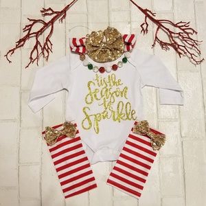 NWT - 3pc Tis The Season Baby Xmas Outfit